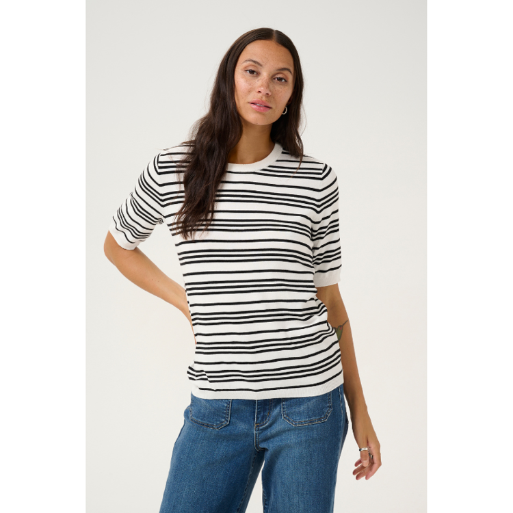 Kalizza strik bluse - Chalk/black stripe