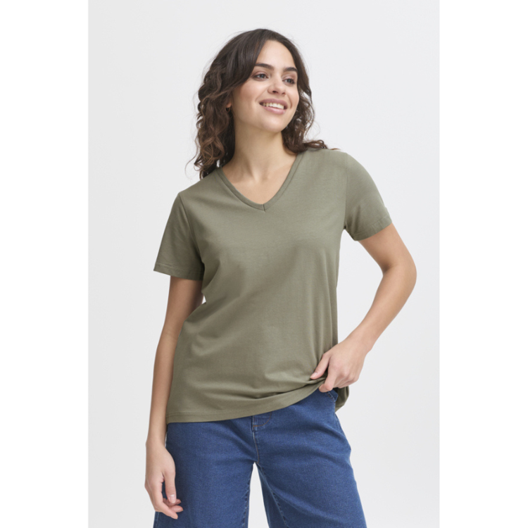 Frzashoulder v-hals t-shirt - Walnut