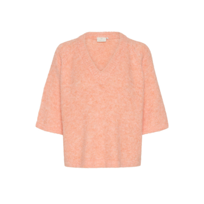 Kaemilie v-hals strikbluse - Peach Nectar