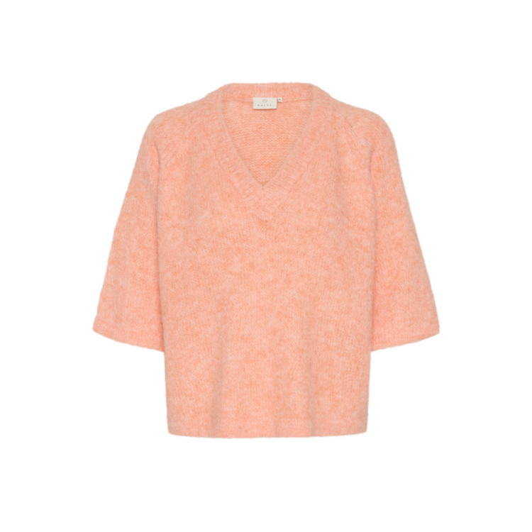 Kaemilie v-hals strikbluse - Peach Nectar