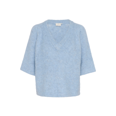 Kaemilie v-hals strikbluse - Soft chambray