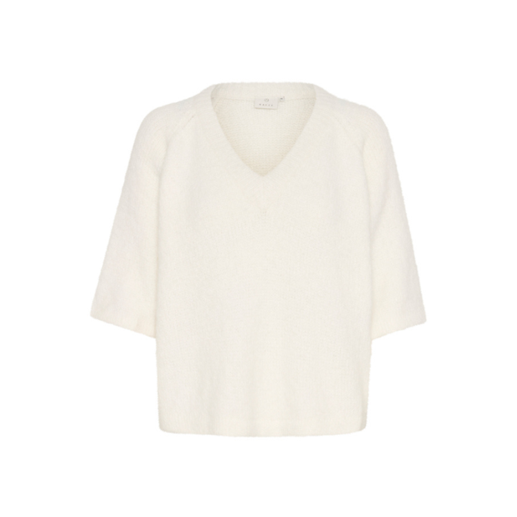 Kaemilie v-hals strikbluse - Chalk