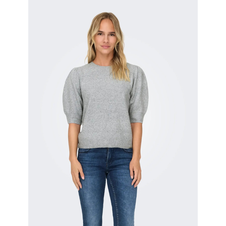 Onlrica strik t-shirt - Light grey melange