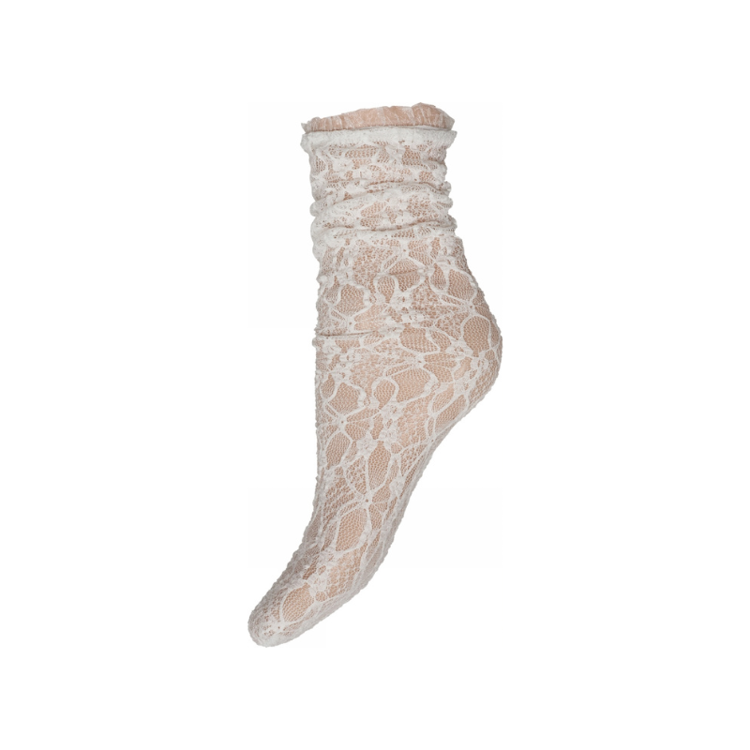 Hype the detail lace strømpe - White (1201)