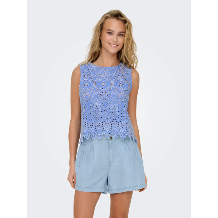 Onltulum top - Blue bonnet/bright white
