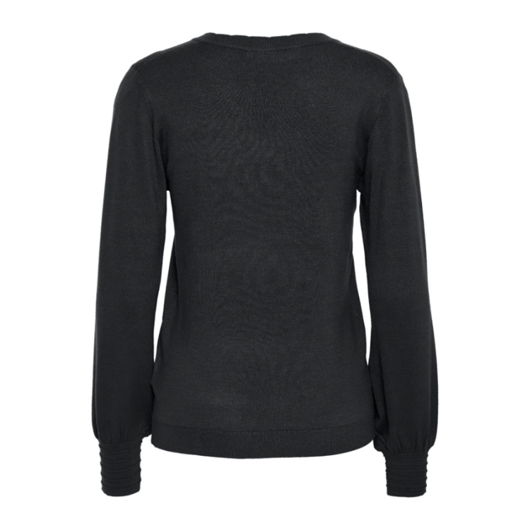 Pzsara v-hals strik bluse - Black beauty