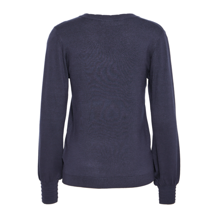 Pzsara v-hals strik bluse - Dark sapphire