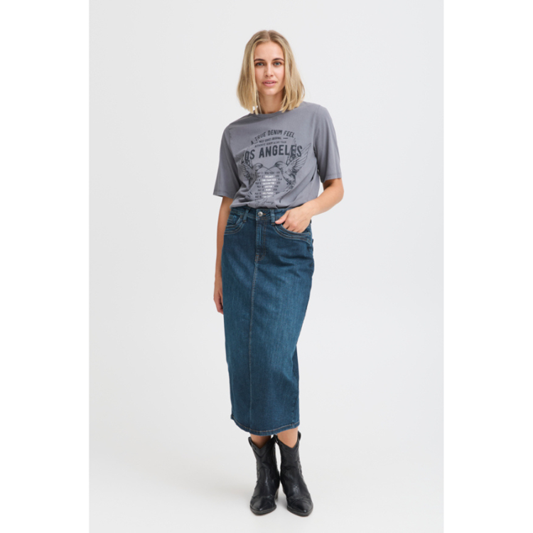 Pzkatja denim nederdel - Medium blue denim