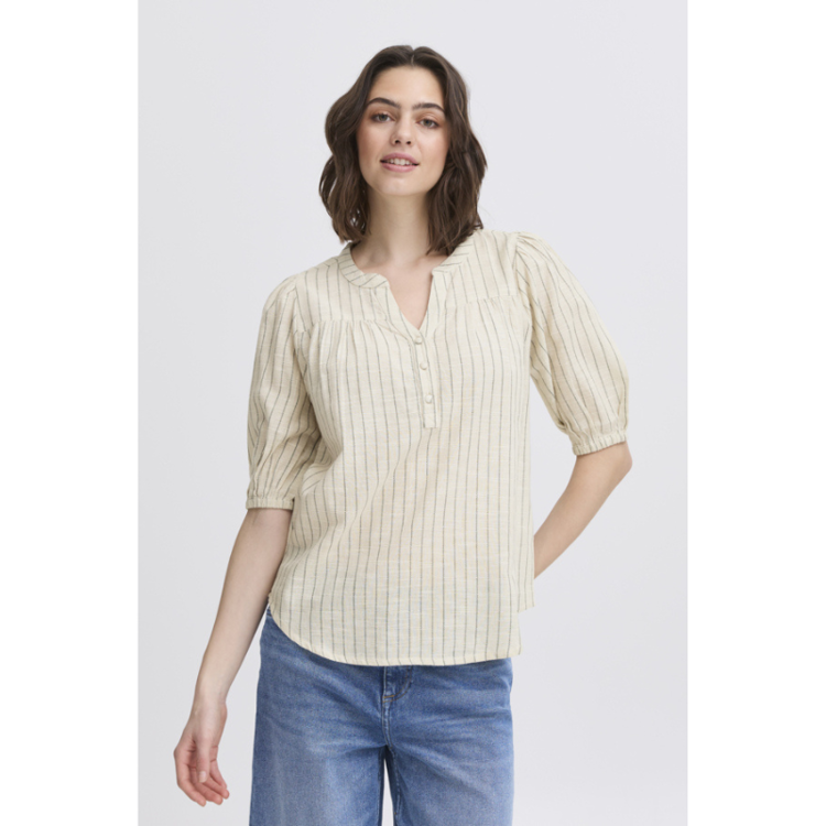 Fxbonnie bluse - Agave green melange stripe