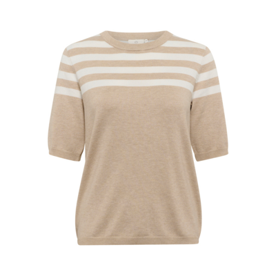 Kalizza strik bluse - Feather gray/chalk half stri