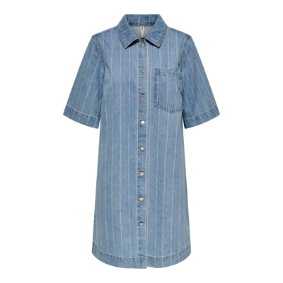Onlasta denim kjole - Light blue denim/stripe