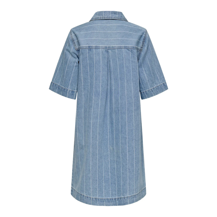Onlasta denim kjole - Light blue denim/stripe