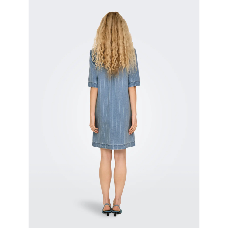 Onlasta denim kjole - Light blue denim/stripe