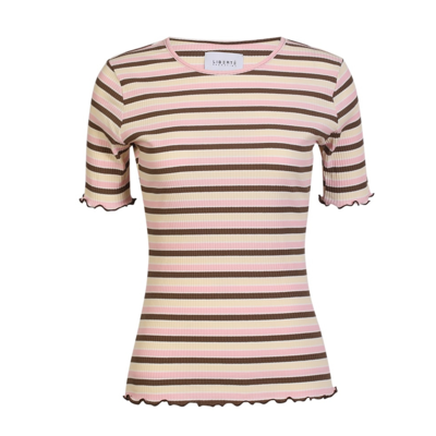 Natalia t-shirt - Brown rose creme stripe