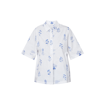 Love1351 bluse - White/blue