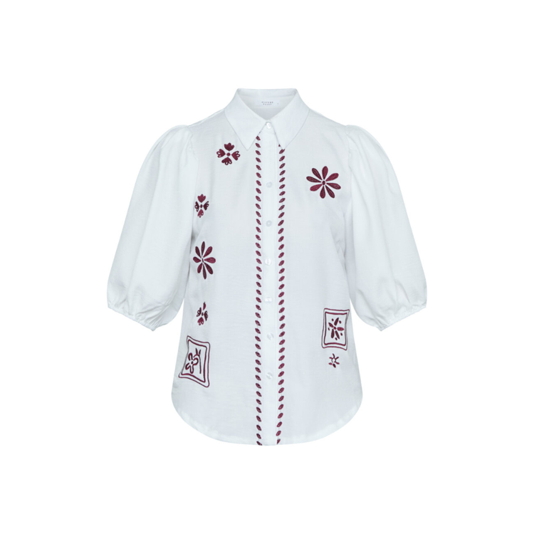 Ella bluse - White/bordeaux
