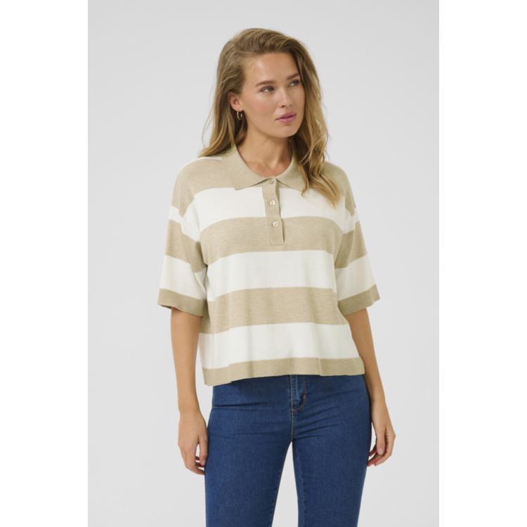 Kalizza polo strik - Feather gray melange/chalk st