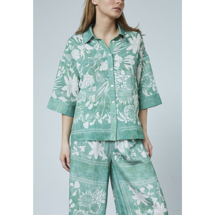 Love1338 skjorte - Green flower