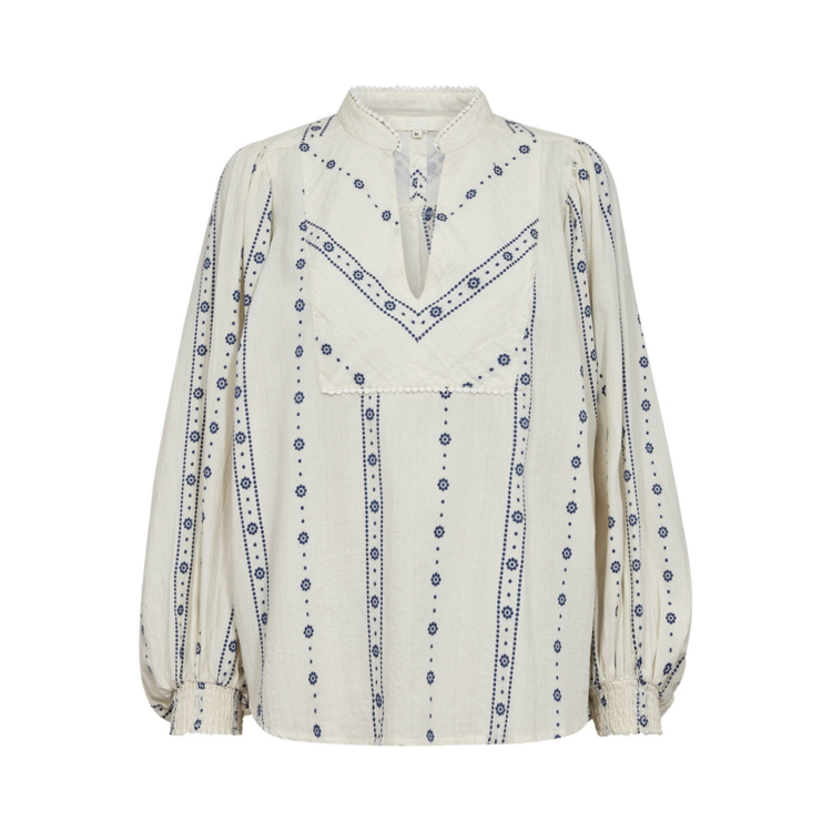 Vibego bluse - Creme blue flowers