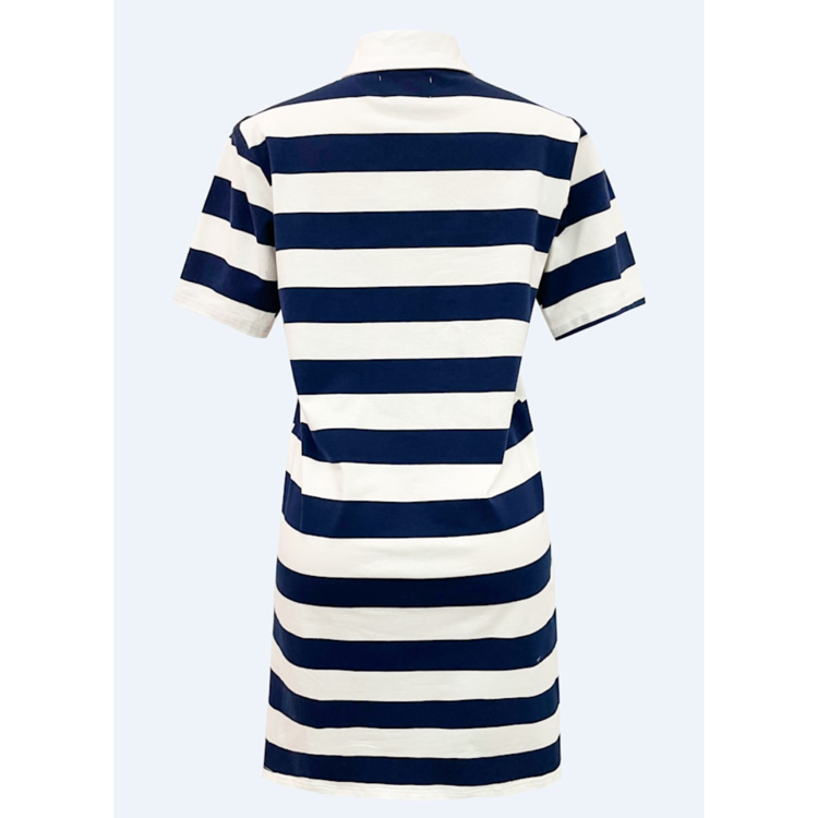 Polo dress - Navy white stripe