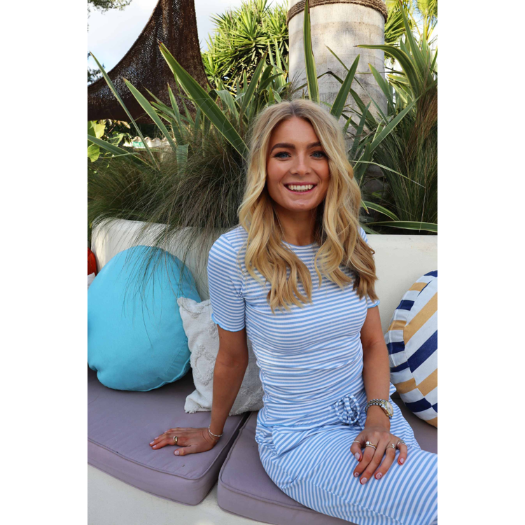 Natalia ss blue - Light blue white stripe
