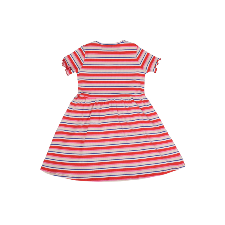 Natalia kjole kids - Creme orange blue stripe