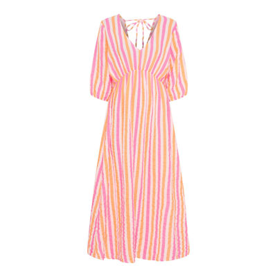 Mdcandrea kjole - Stripe fuxia/orange