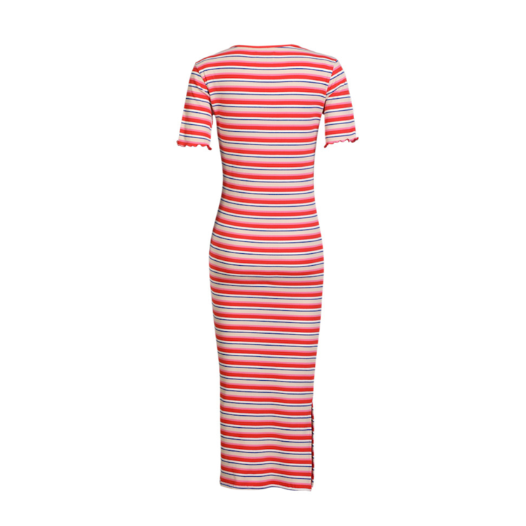 Natalia kjole - Creme orange blue stripe