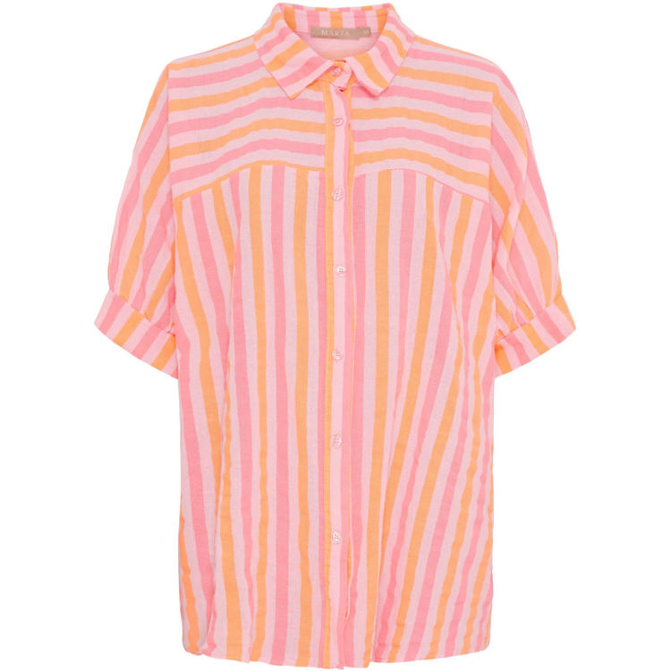 Mdcvirginia kortærmet skjorte - Fuxia stripe