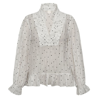 Nazligo bluse - Off-white  black dots