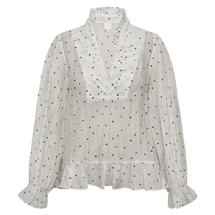 Nazligo bluse - Off-white  black dots