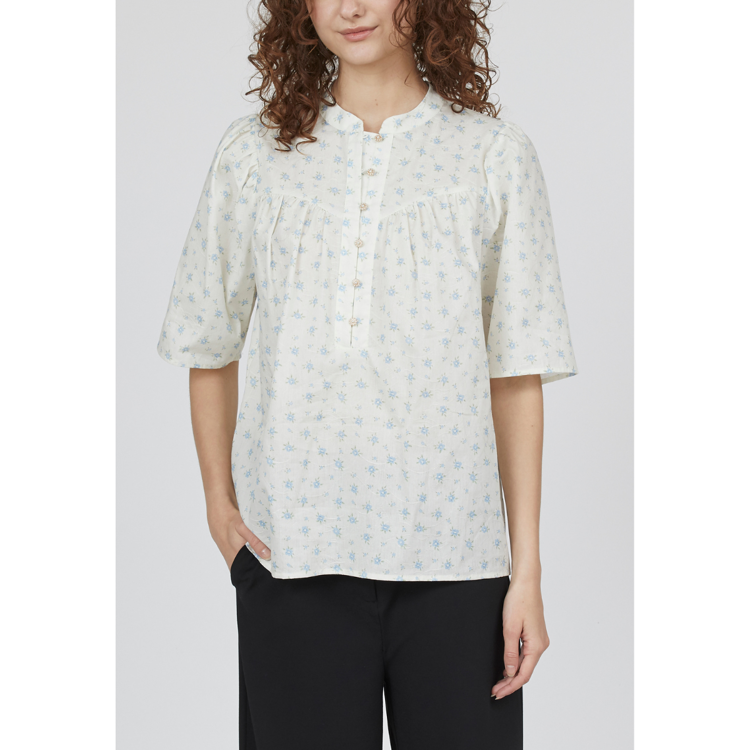 Love1291 bluse - Cream/blue