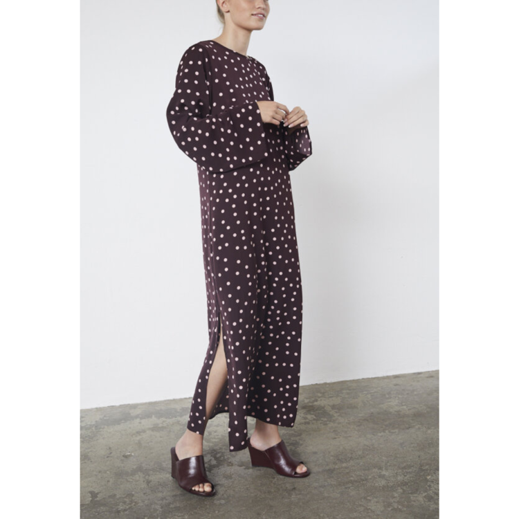 Love1421-1 kjole - Bordeaux/dot