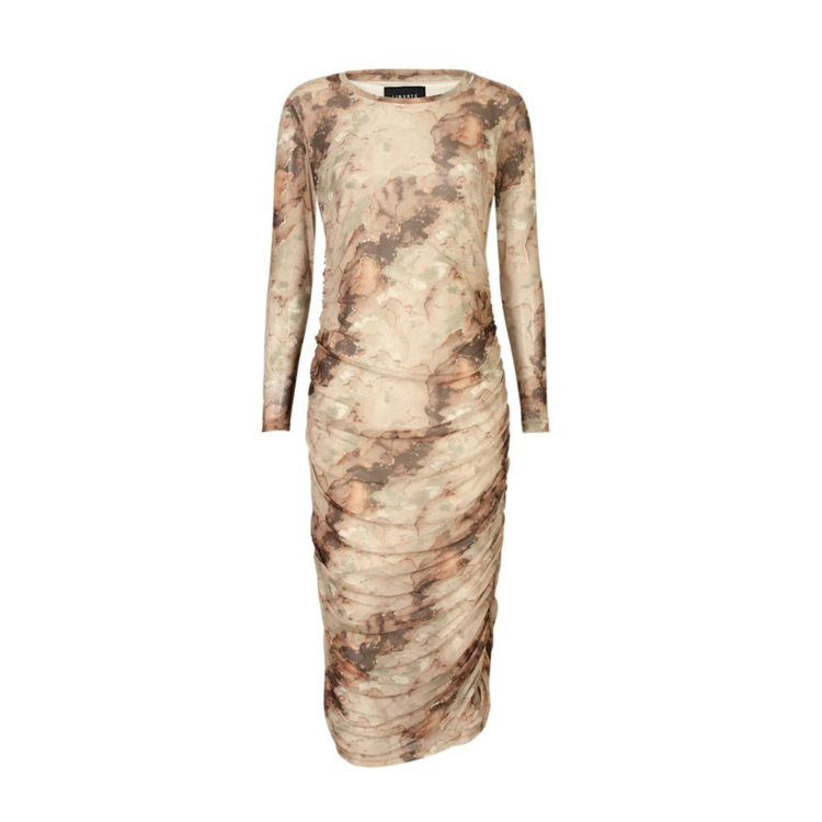 Mesh kjole - Brown cold marble
