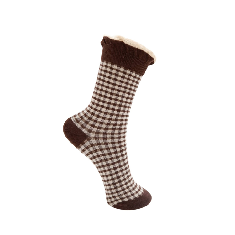 Bclumina strømpe - Coffee checkered