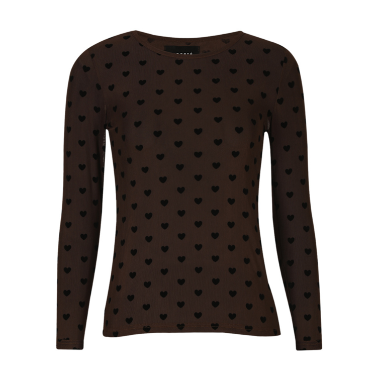 Mesh bluse - Dark brown black heart