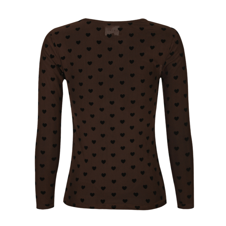 Mesh bluse - Dark brown black heart