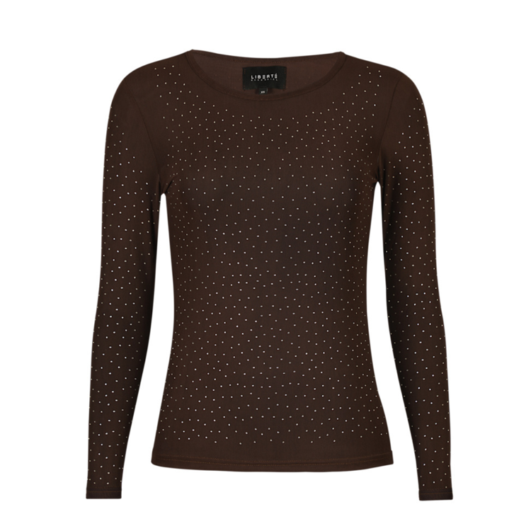 Mesh bluse - Dark brown diamond dot