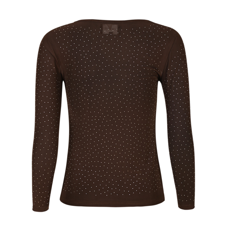 Mesh bluse - Dark brown diamond dot