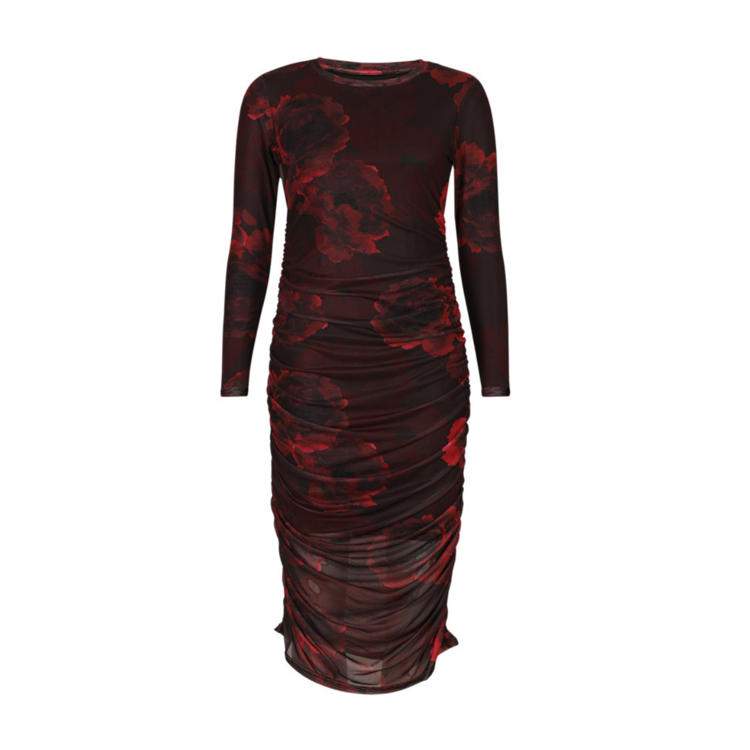 Mesh kjole - Black bordeaux flower