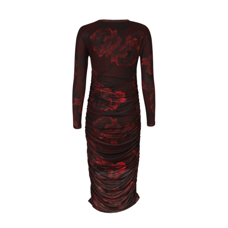 Mesh kjole - Black bordeaux flower