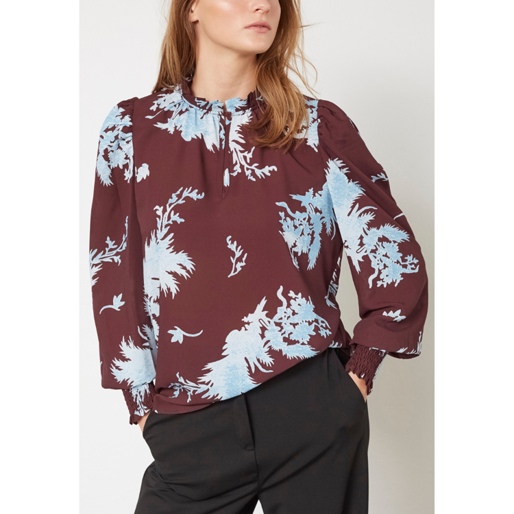 Love490-25 bluse - Bordeaux/leaf